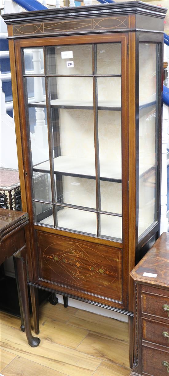 An Edwardian inlaid mahogany display cabinet, W.61cm